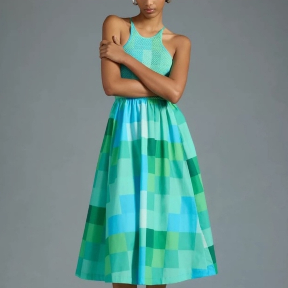 Anthropologie & Plenty By Tracy Reese Green And Blue Dress